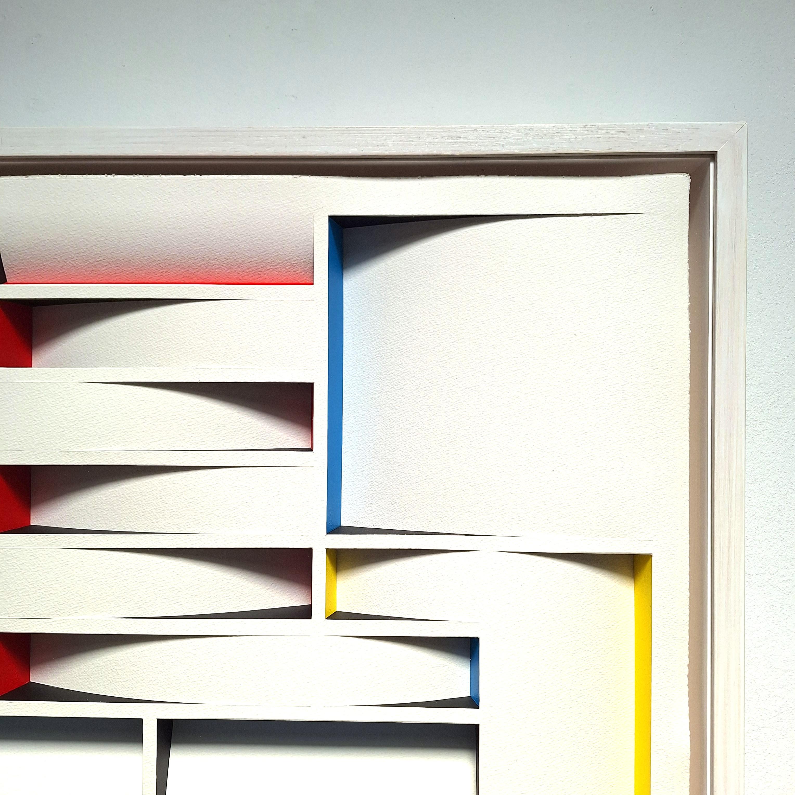 ZT 241216 - contemporary modern multi-color abstract geometric painting relief For Sale 2