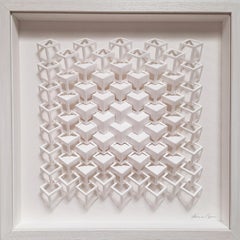 ZT 250307 - contemporary modern all white abstract geometric painting relief