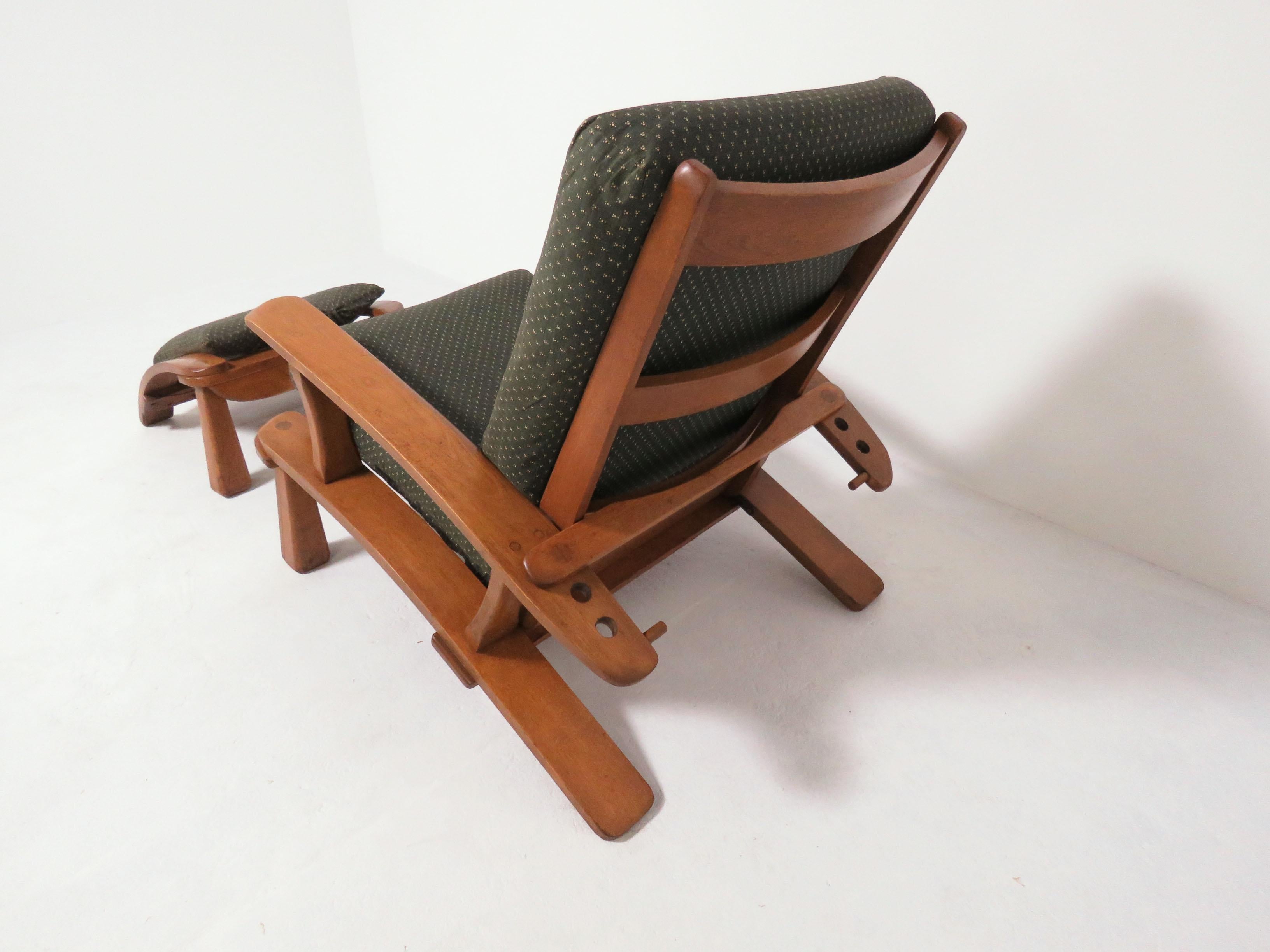 Mid-Century Modern Herman DeVries for Cushman Furniture Morris Chair and Ottoman, circa 1930s