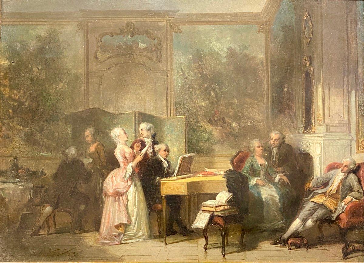 Herman Frederick Carel Ten Kate – Das Musikzimmer, Ölgemälde auf Tafel, signiert im Angebot 3