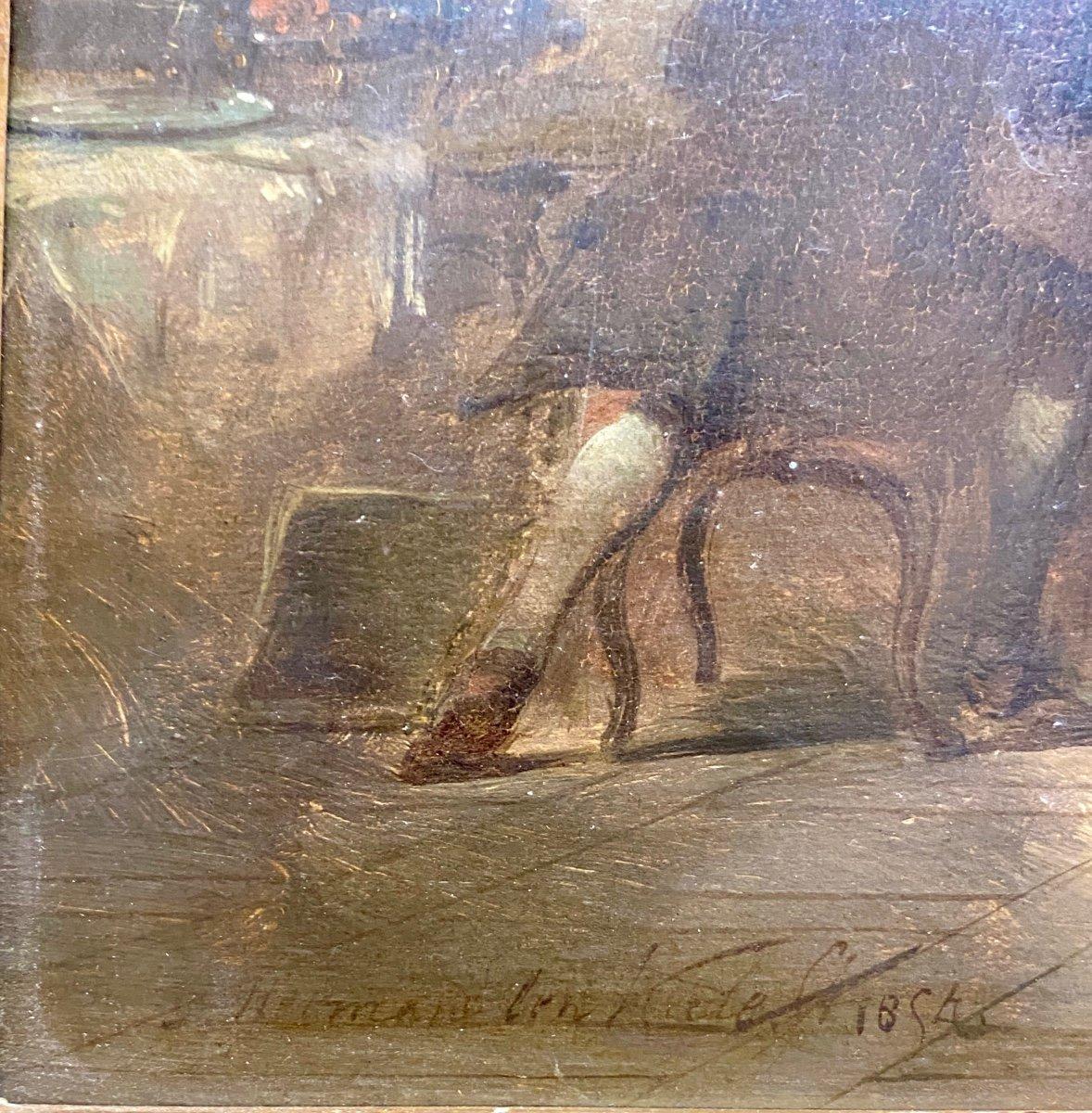 Milieu du XIXe siècle Herman Frederick Carel Ten Kate - The Music Room, huile sur panneau signée en vente