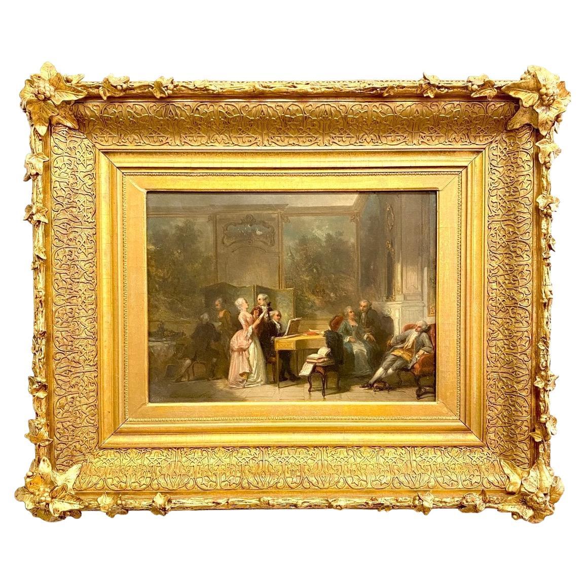Herman Frederick Carel Ten Kate - The Music Room, huile sur panneau signée en vente