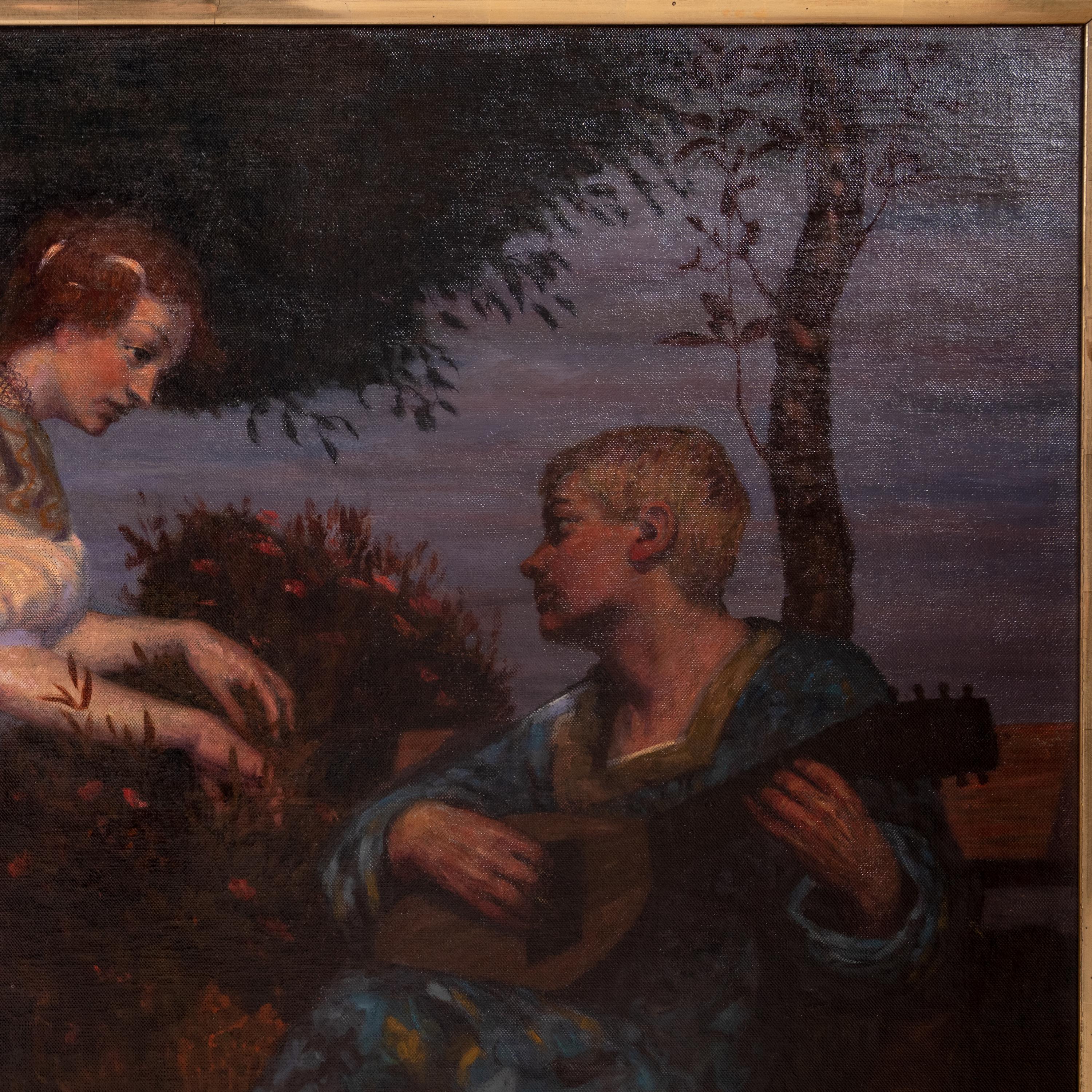 A Large and impressive antique oil on canvas Pre-Raphaelite painting by the German artist, Hermann Frobenius (1871-1954), signed and dated 1900.
Frobenius had classical training and studied both in Rome and Florence, he later was in the circle of