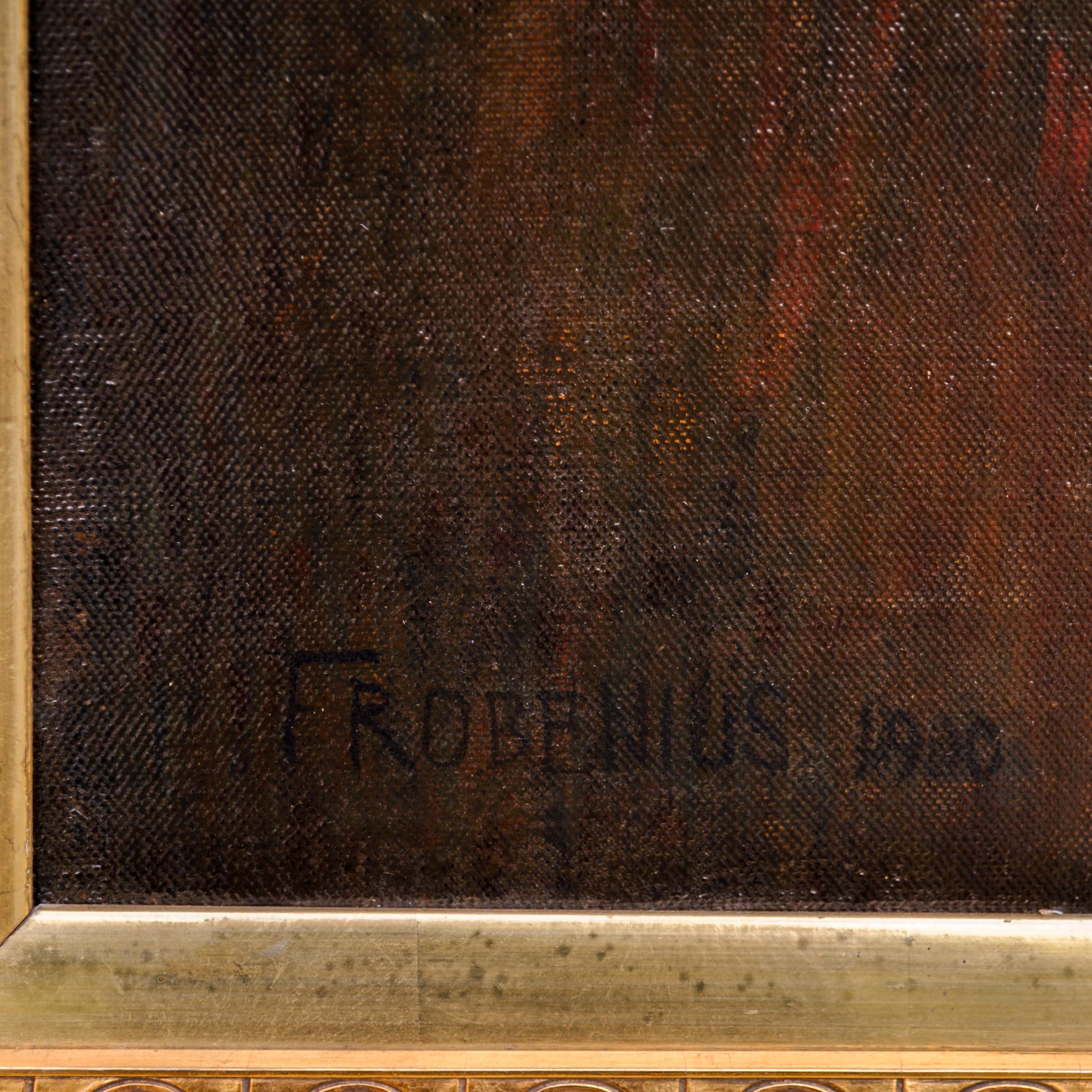 Grande toile à l'huile allemande ancienne Hermann Frobenius, préraphaélite, 1900 en vente 4