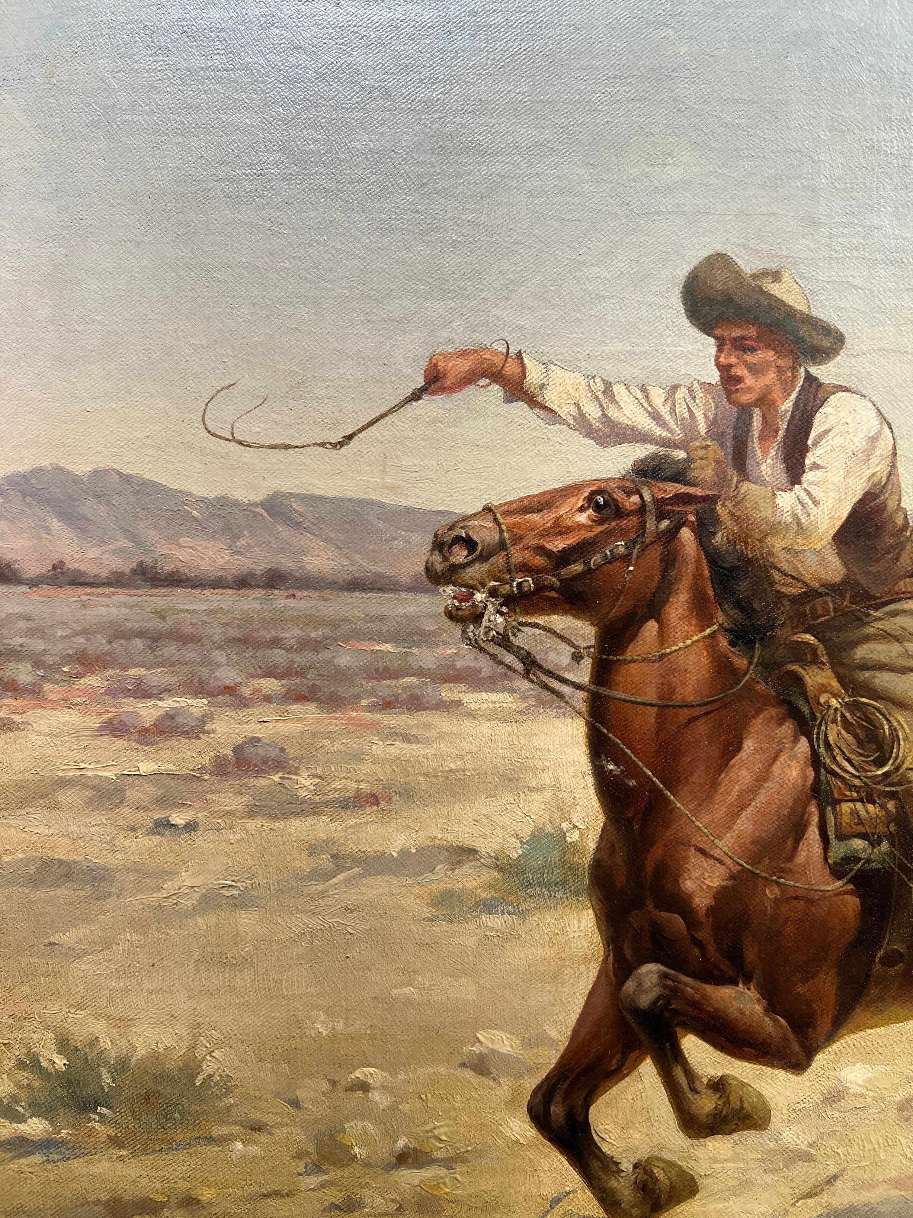 Cowboy-Rennen (Realismus), Painting, von Herman Hansen