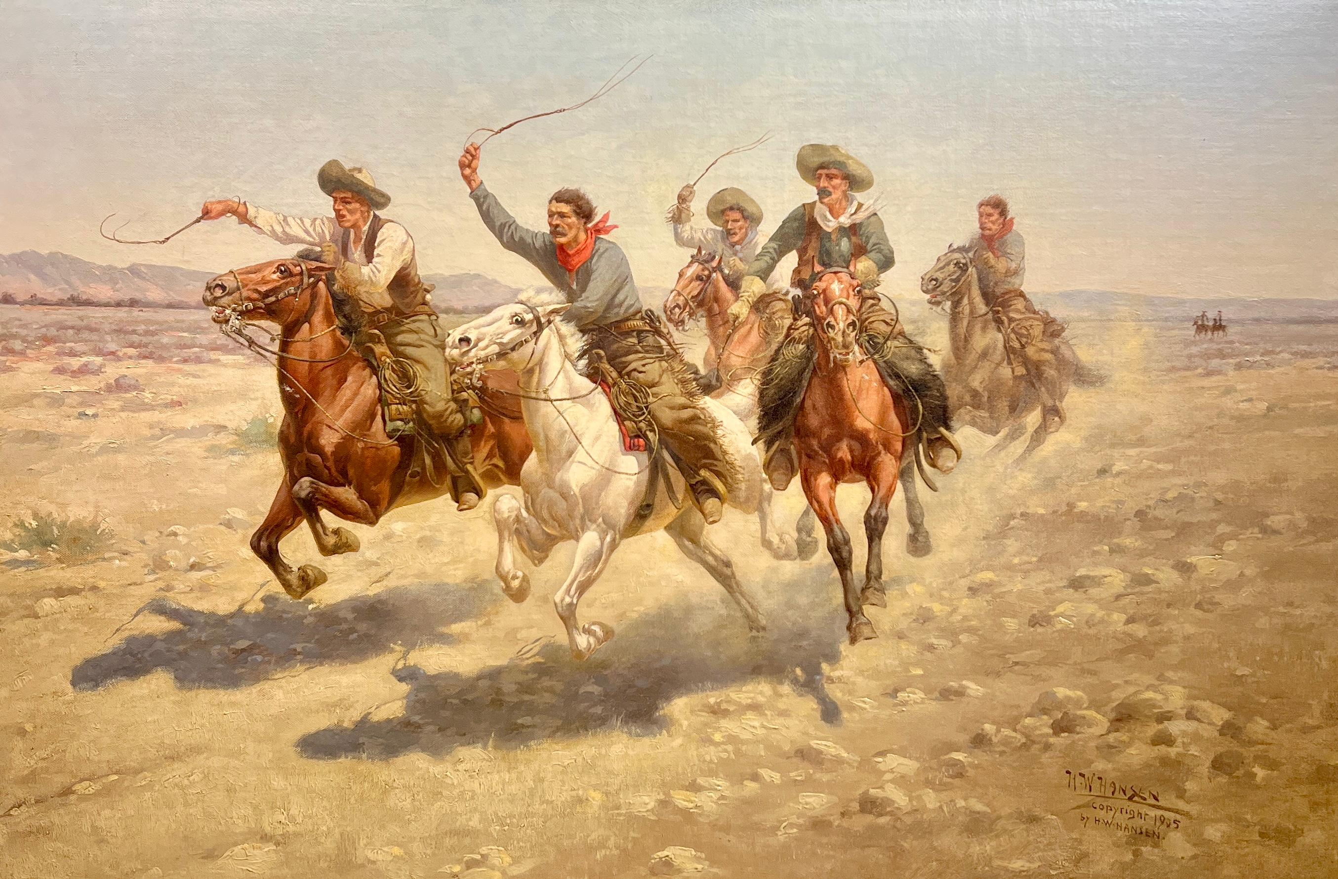 Herman Hansen Animal Painting - Cowboy Race
