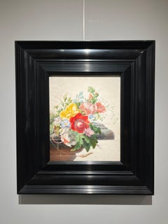 Still life of flowers on a marble entablature