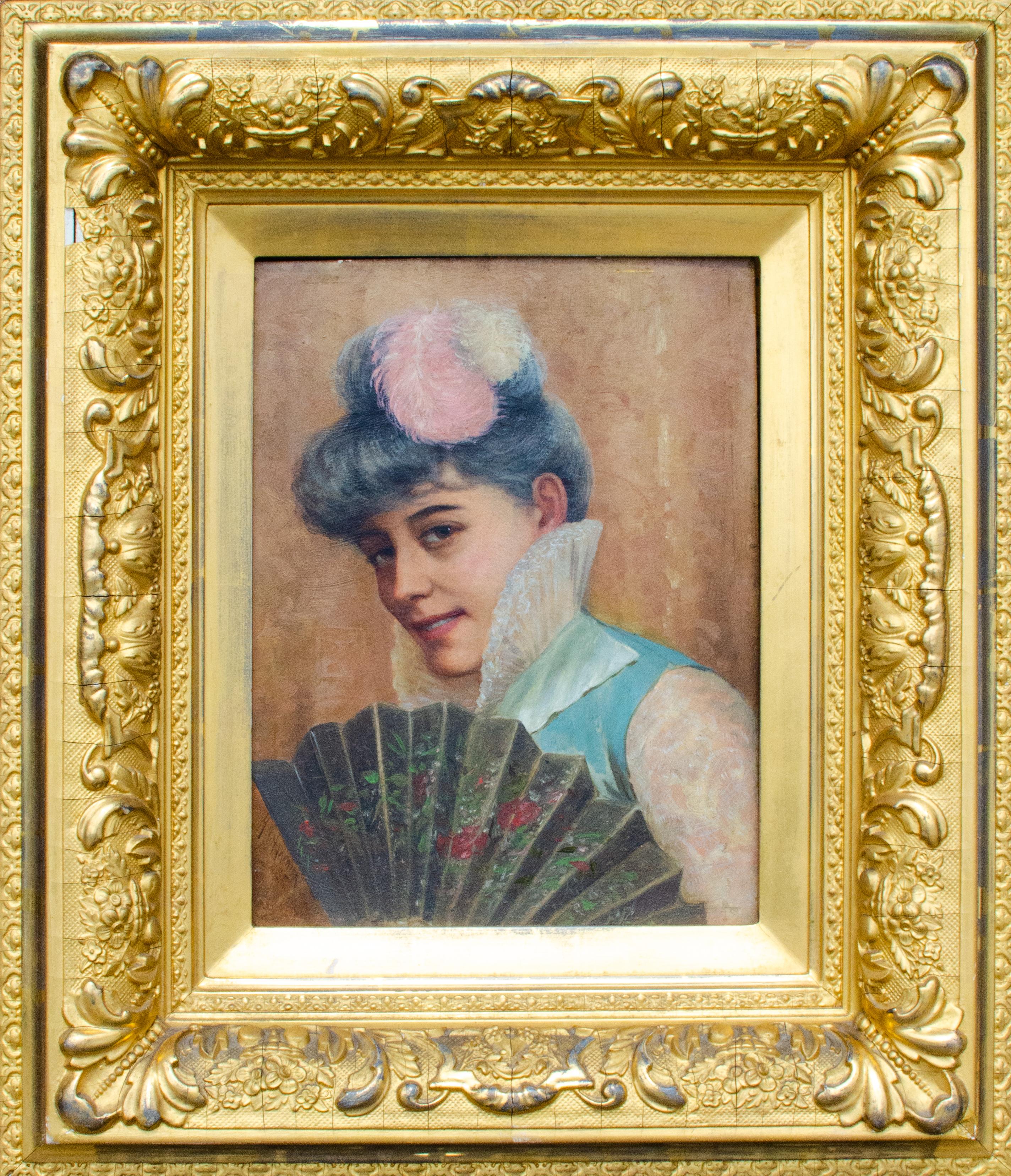 Gilded Age American Portrait by H. Hyneman, Signed and Dated 1885 - Painting by Herman Hyneman