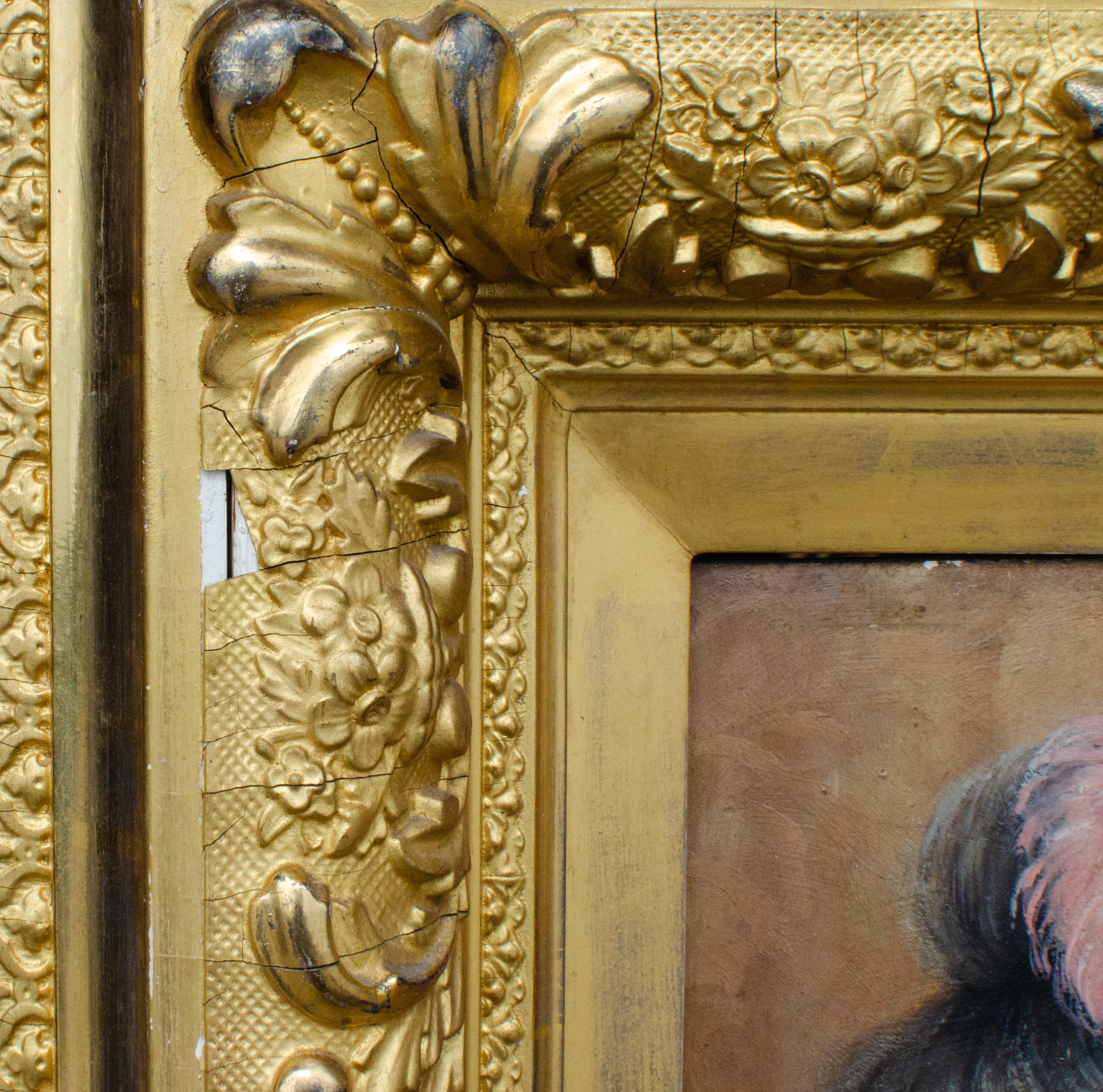 Gilded Age American Portrait by H. Hyneman, Signed and Dated 1885 - Brown Portrait Painting by Herman Hyneman