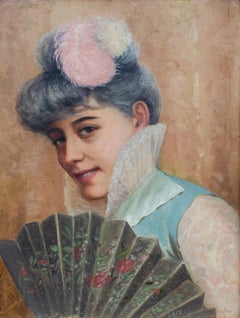 Gilded Age American Portrait by H. Hyneman, Signed and Dated 1885