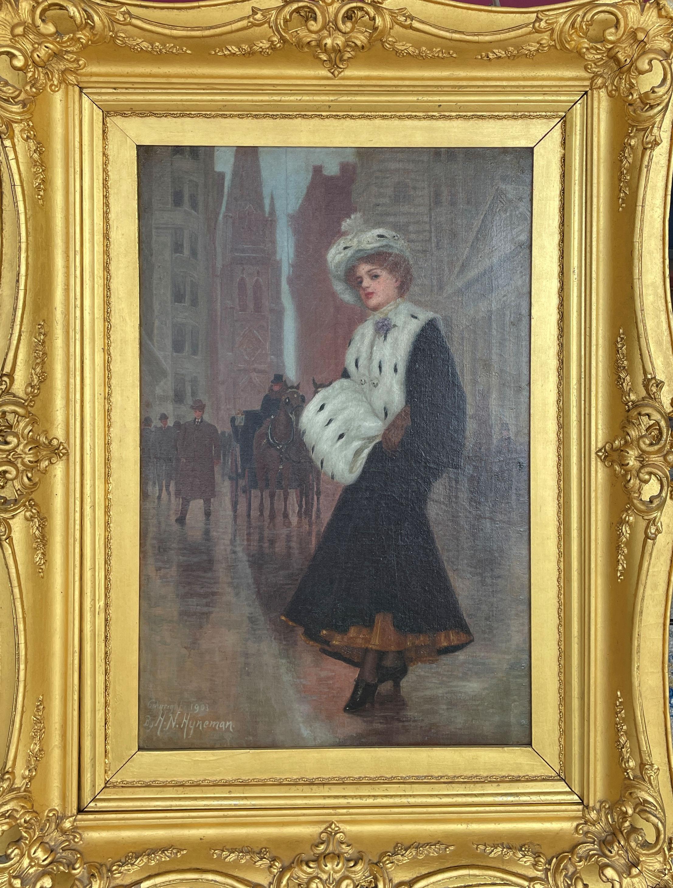 Herman Hyneman, artiste juif, Gilded Age, « Sensation in Wall Street, New York » en vente 1