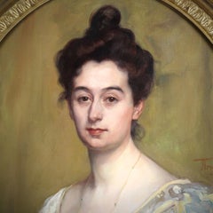 Oil On Canvas "portrait of Mrs. Henroz-Simonis " by Herman Richir dated 1898