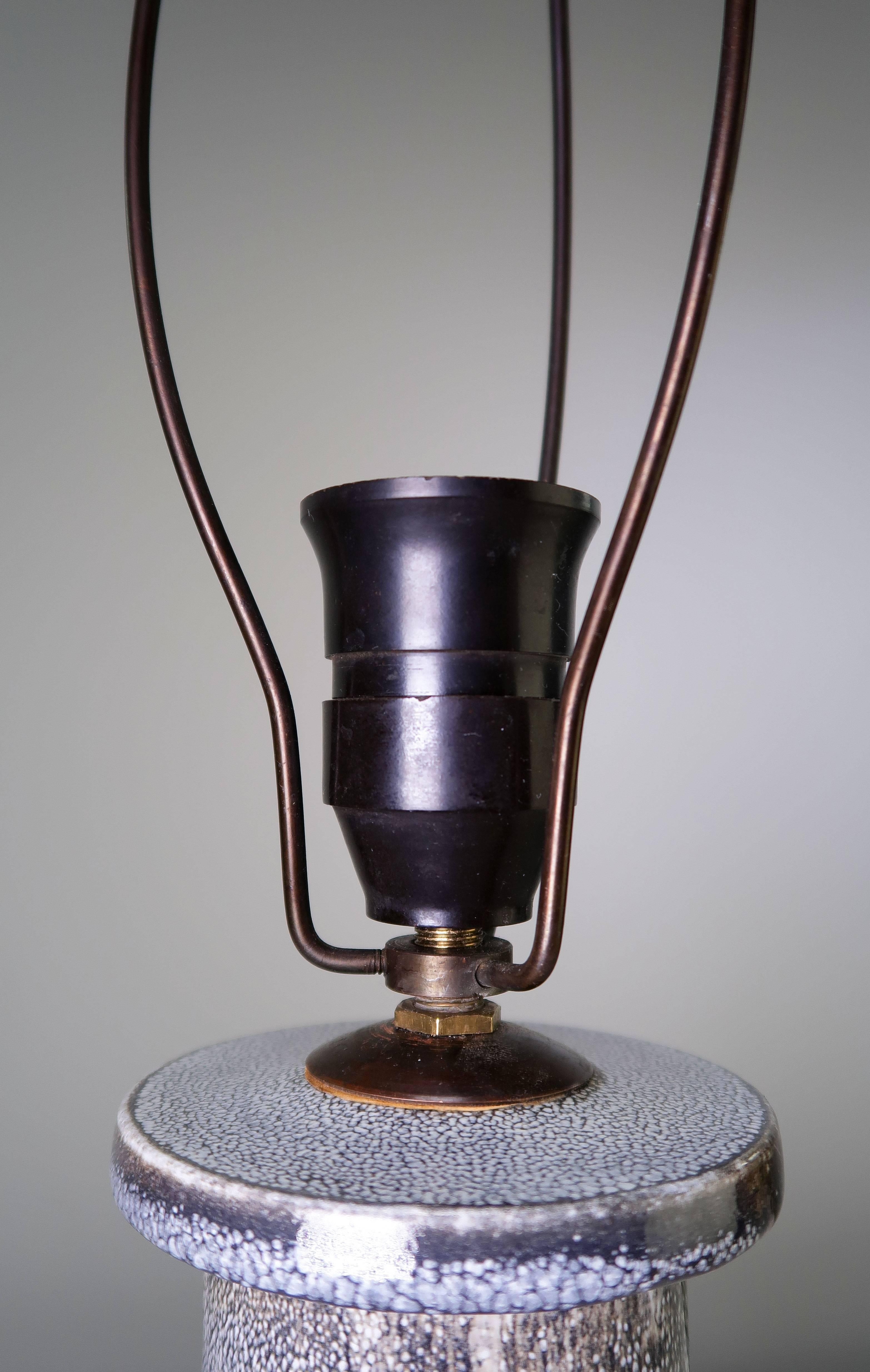 20th Century Danish 1940s Herman Kähler Ash Glaze Table Lamp For Sale