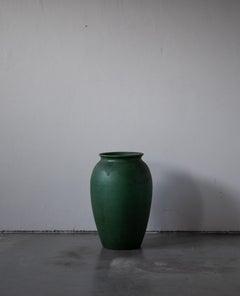 Herman Kähler, Large Vase, Green Glazed Earthenware, Denmark, C. 1900