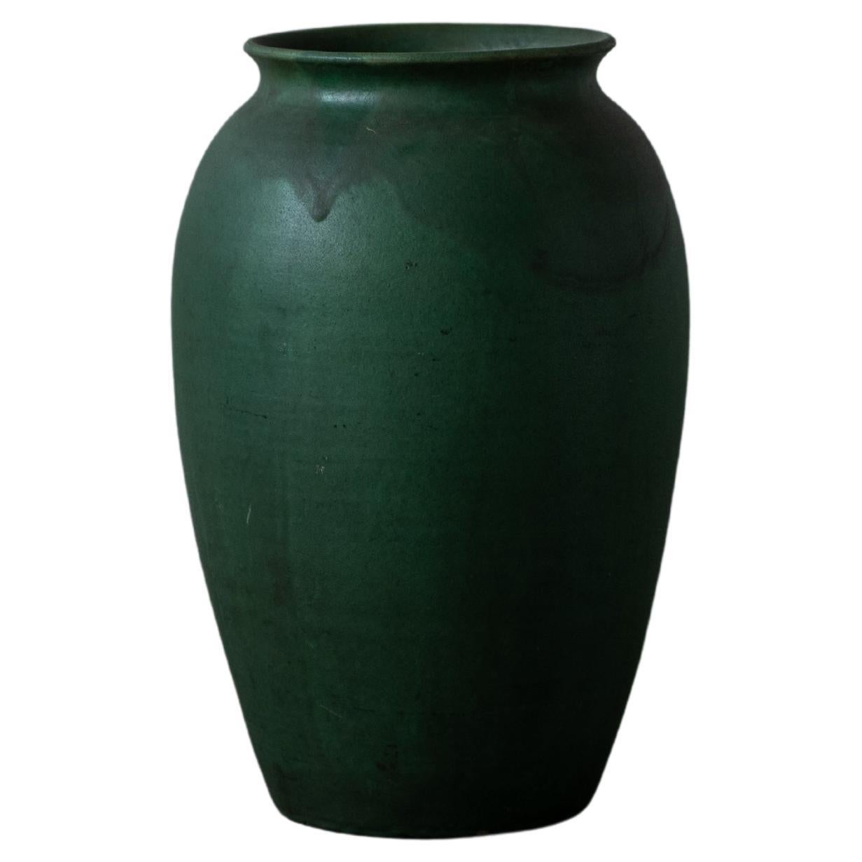 Herman Kähler, Large Vase, Green Glazed Earthenware, Denmark, C. 1900