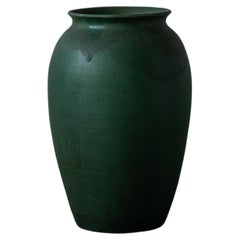 Herman Kähler, Large Vase, Green Glazed Earthenware, Denmark, C. 1900