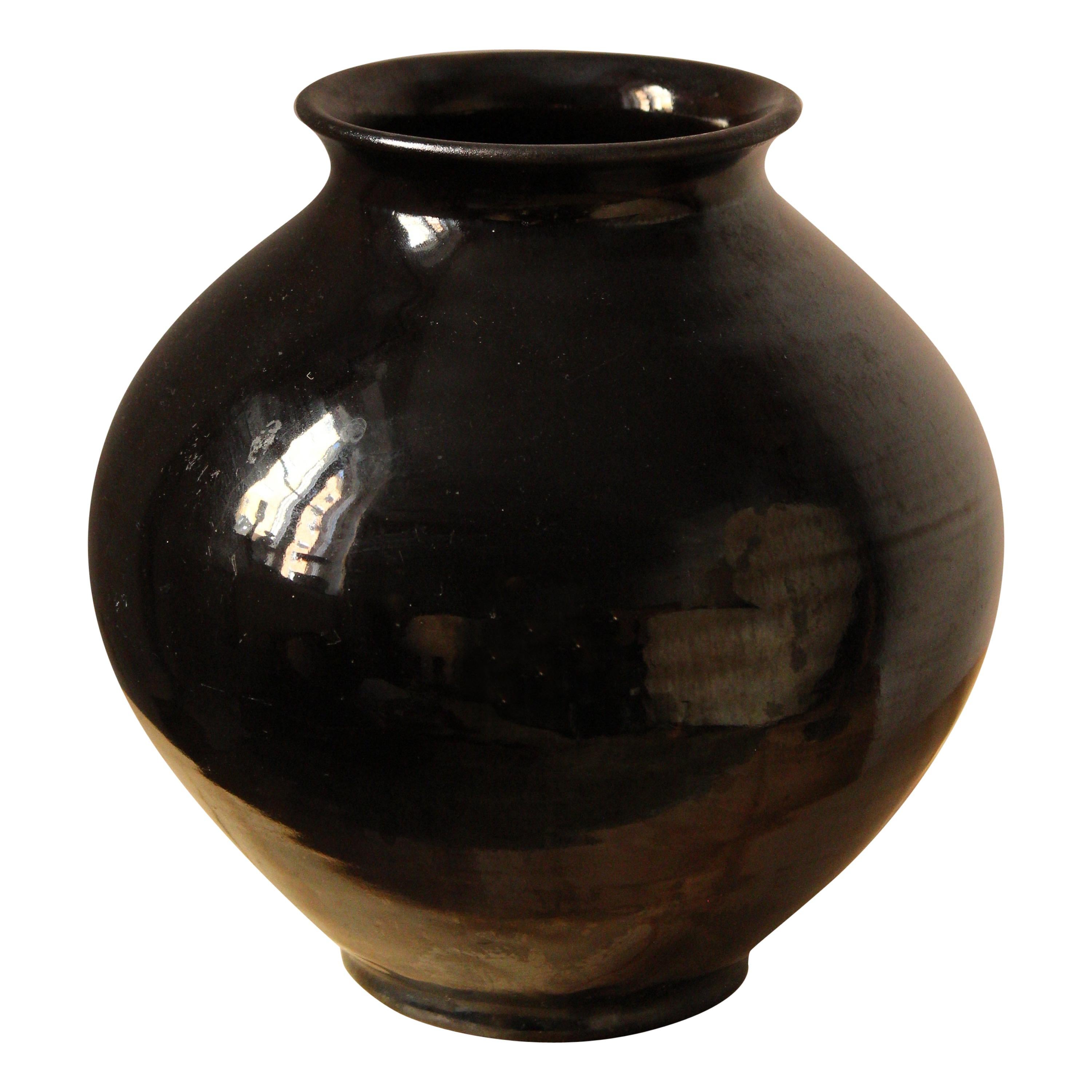 Herman Kähler, Sizable Vase, Black Glazed Stoneware, Denmark, C. 1900