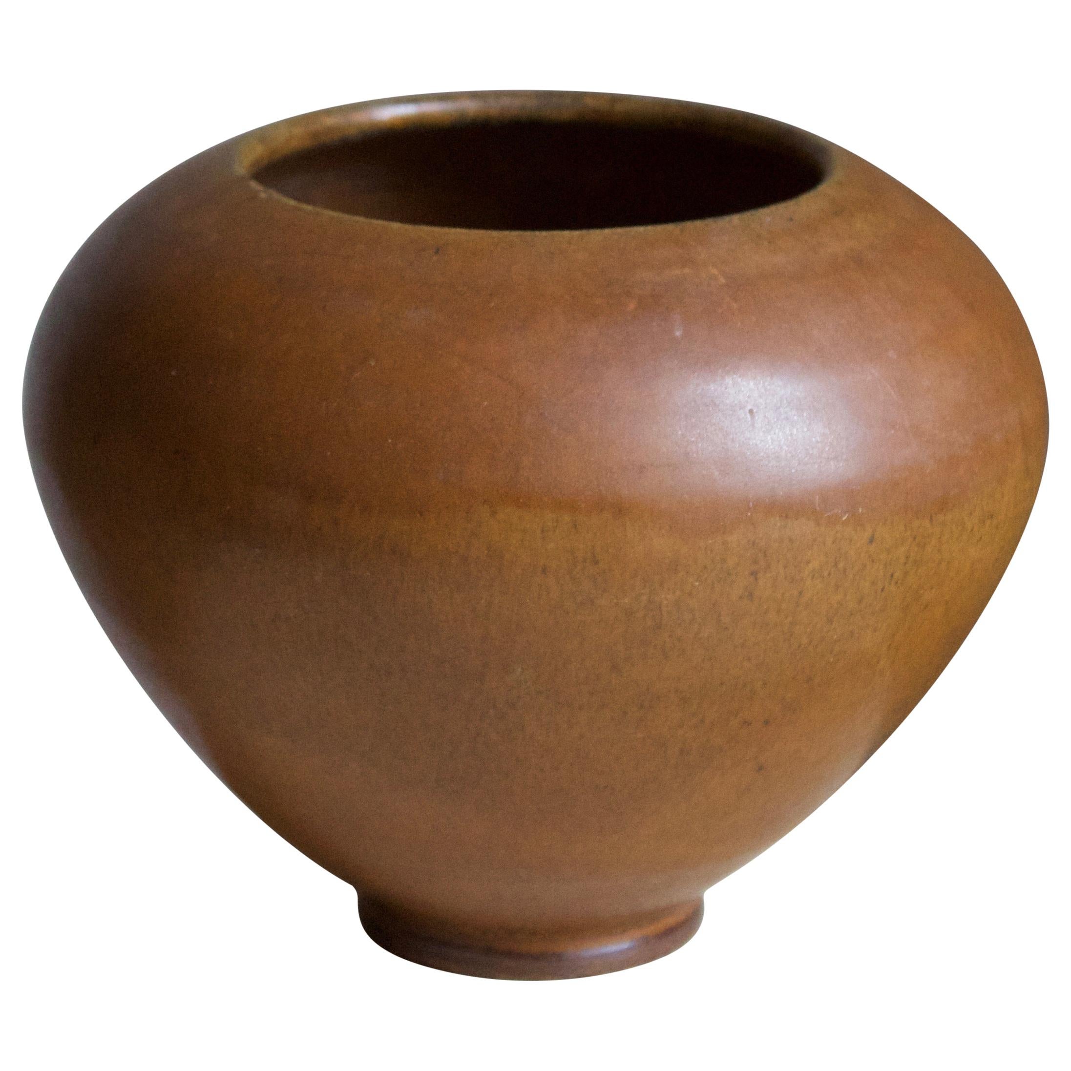 Herman Kähler, Vase, Brown Glazed Stoneware, Denmark, C. 1900