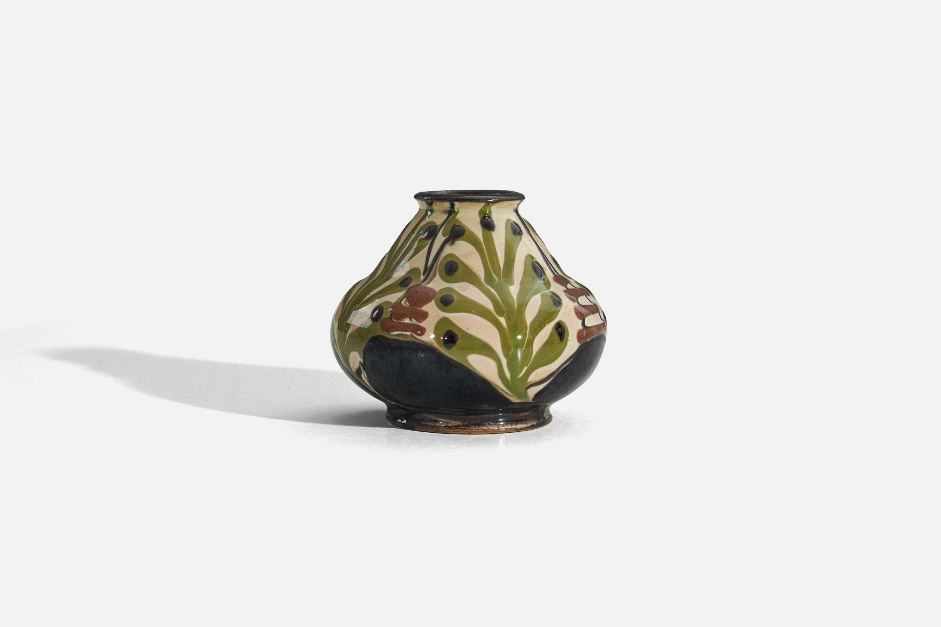 Scandinavian Modern Herman Kähler, Vase, Glazed Earthenware, Denmark, C. 1900 For Sale