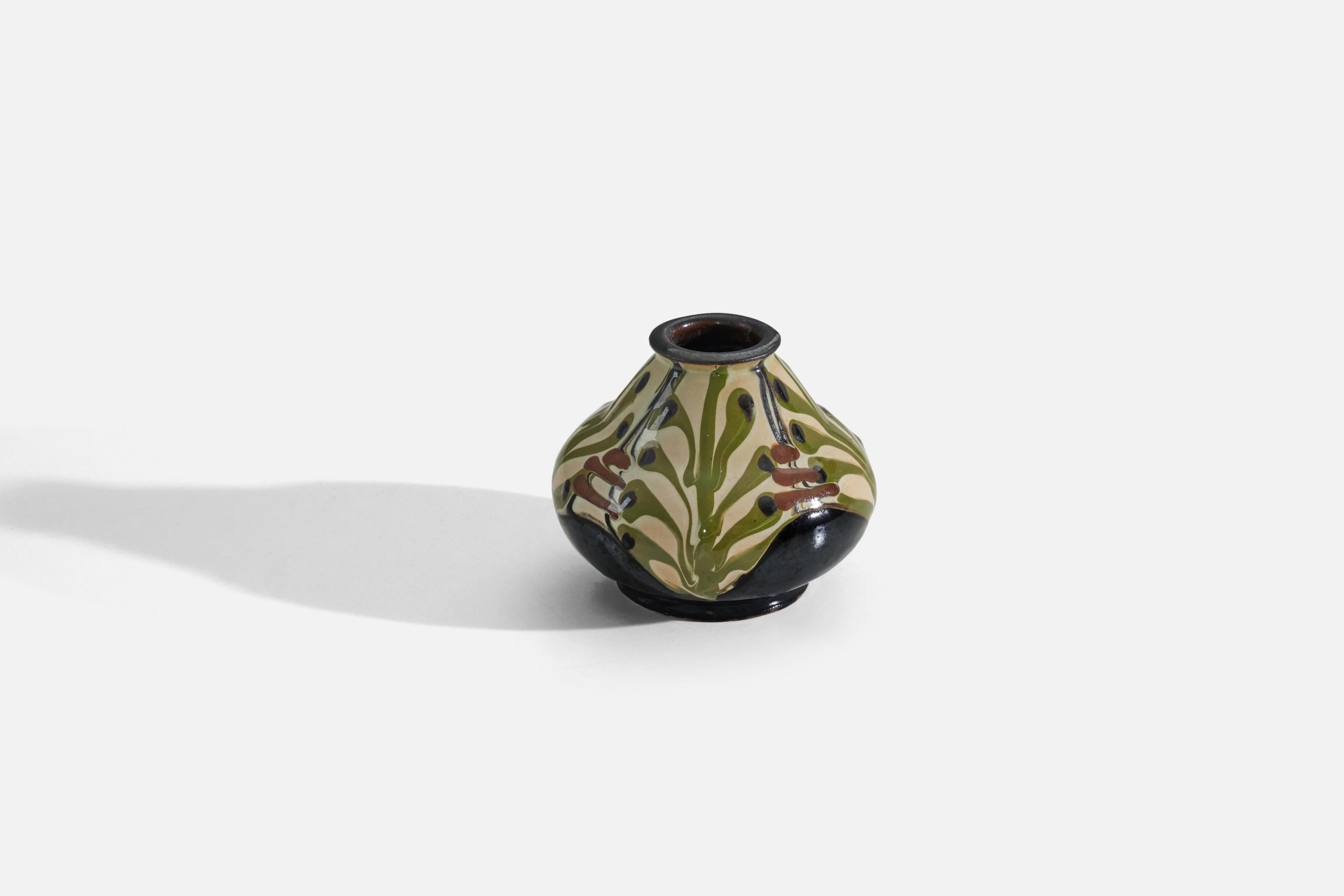 Danish Herman Kähler, Vase, Glazed Earthenware, Denmark, C. 1900 For Sale