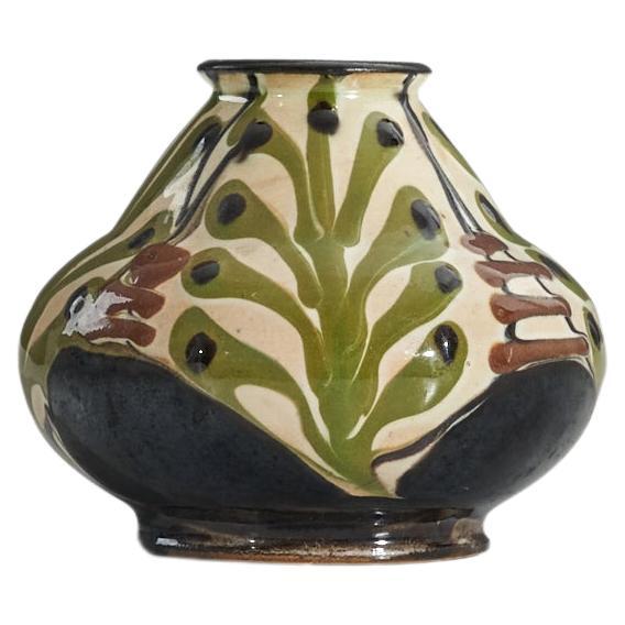 Herman Kähler, Vase, Glazed Earthenware, Denmark, C. 1900 For Sale