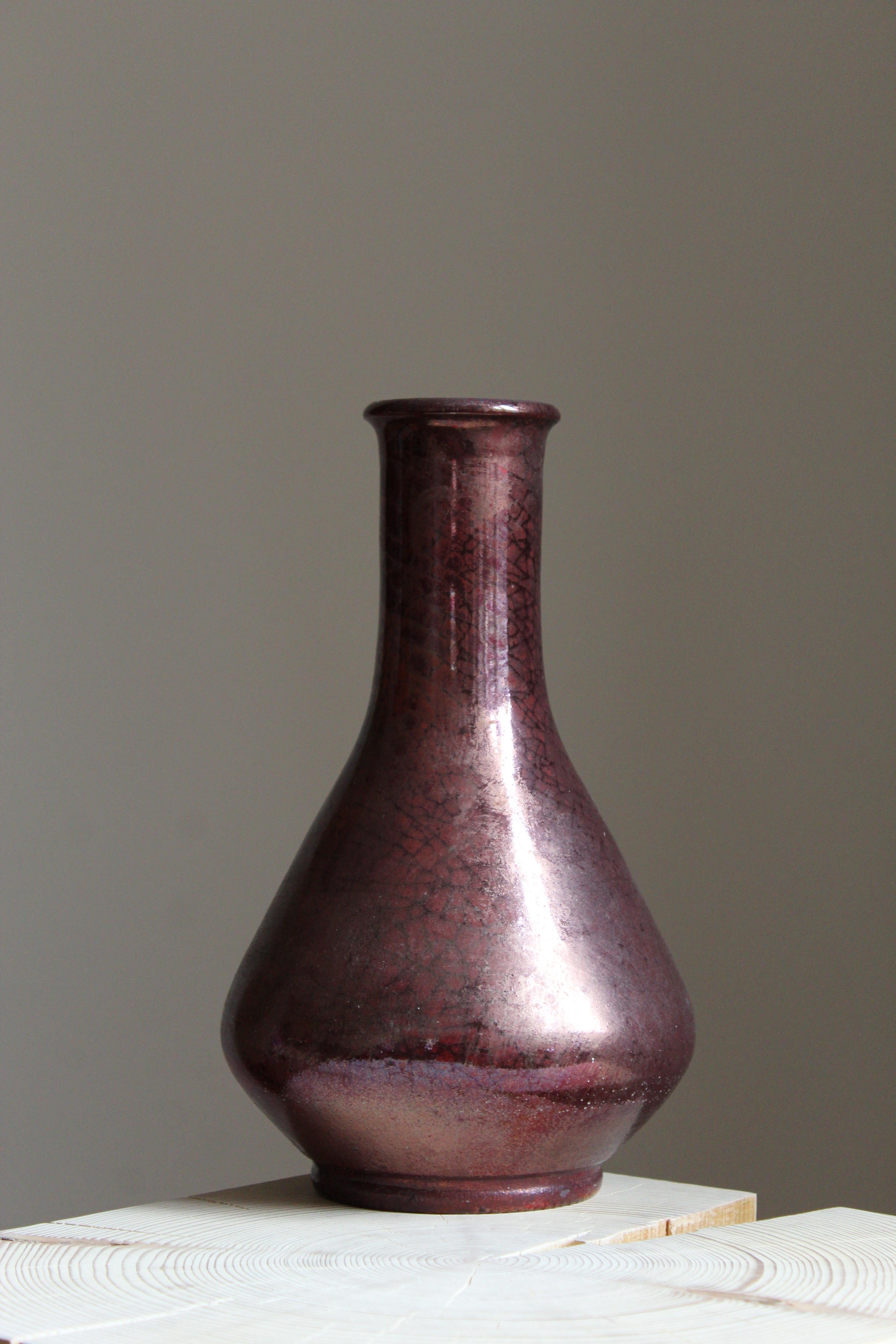 Scandinavian Modern Herman Kähler, Vase, Oxblood-Glazed Stoneware, Denmark, C. 1900