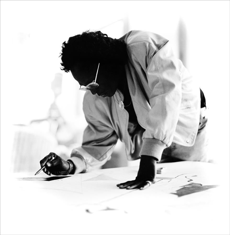 Herman Leonard Black and White Photograph - Miles Davis-Malibu, CA 1989