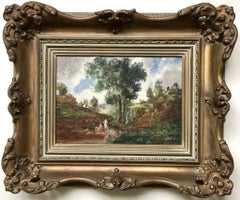 The Bathers, Follow of Pierre-Auguste Renoir, Original Antique Oil on Wood