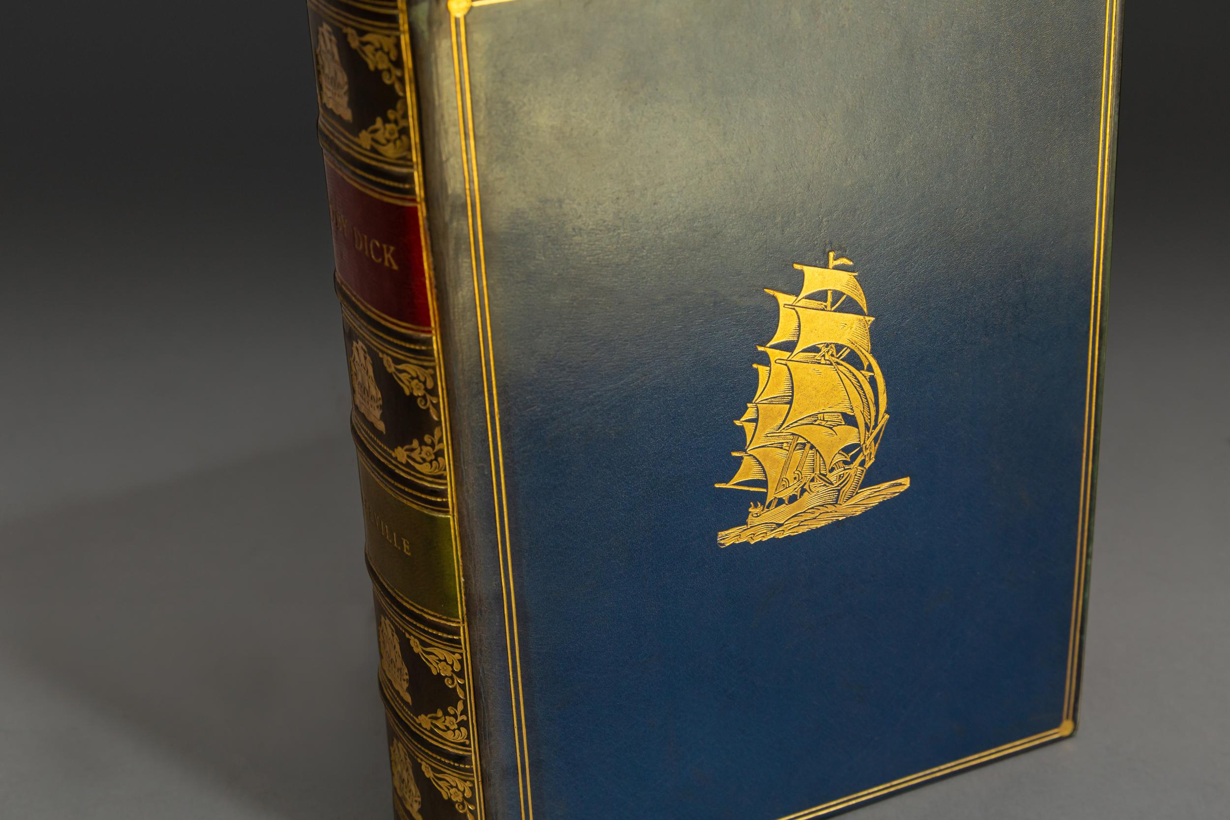 1 volume.

Illustrated by Rockwell Kent.
Bound in full blue calf by Riviere, all edges gilt, raised bands, ornate gilt
On spine, nautical gilt design on front cover.

Published: New York: Random House, 1930. First Trade Edition.

Measures: H