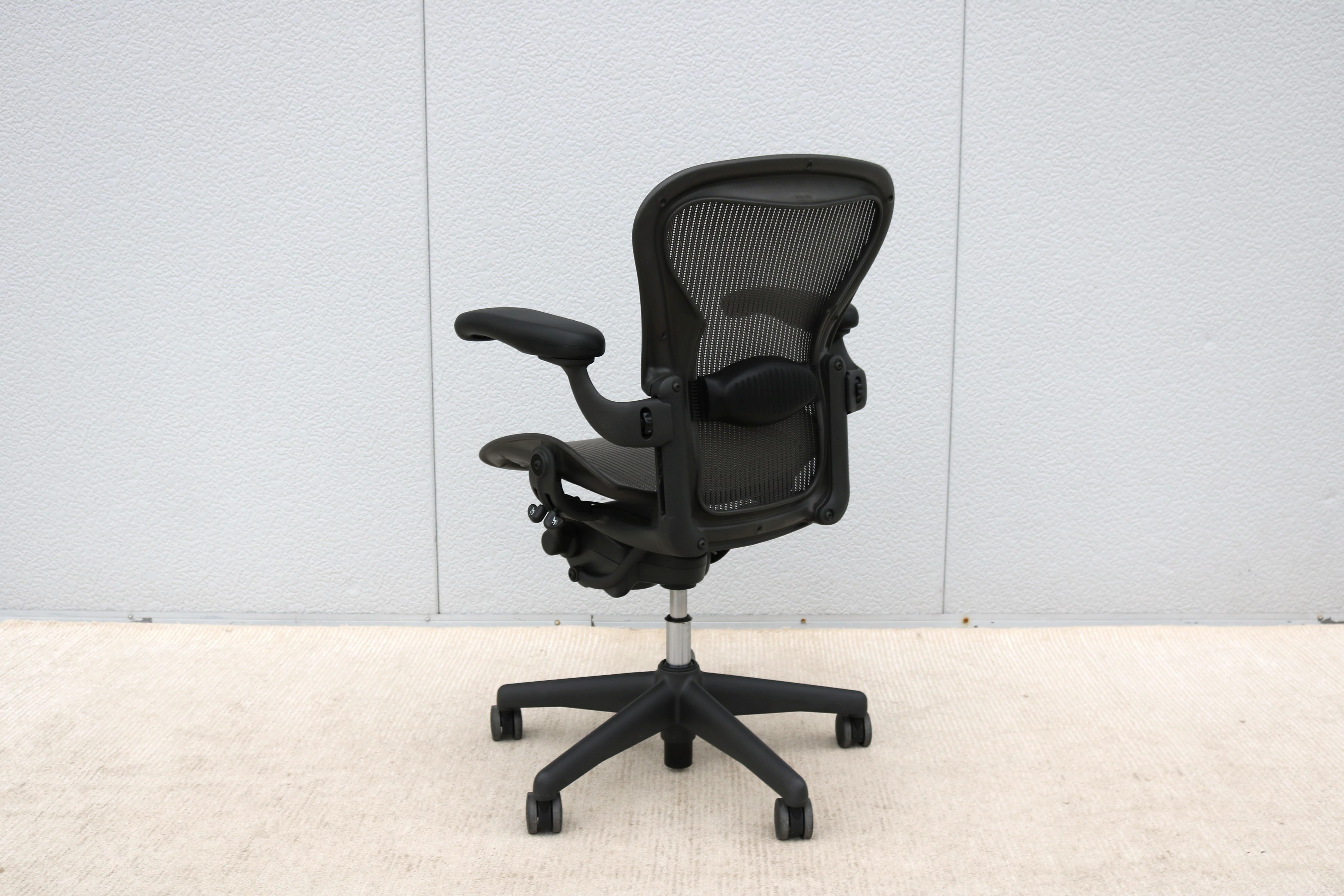 Herman Miller Aeron Chair Size A Carbon Mesh & Graphite Frame, Fully Adjustable 3