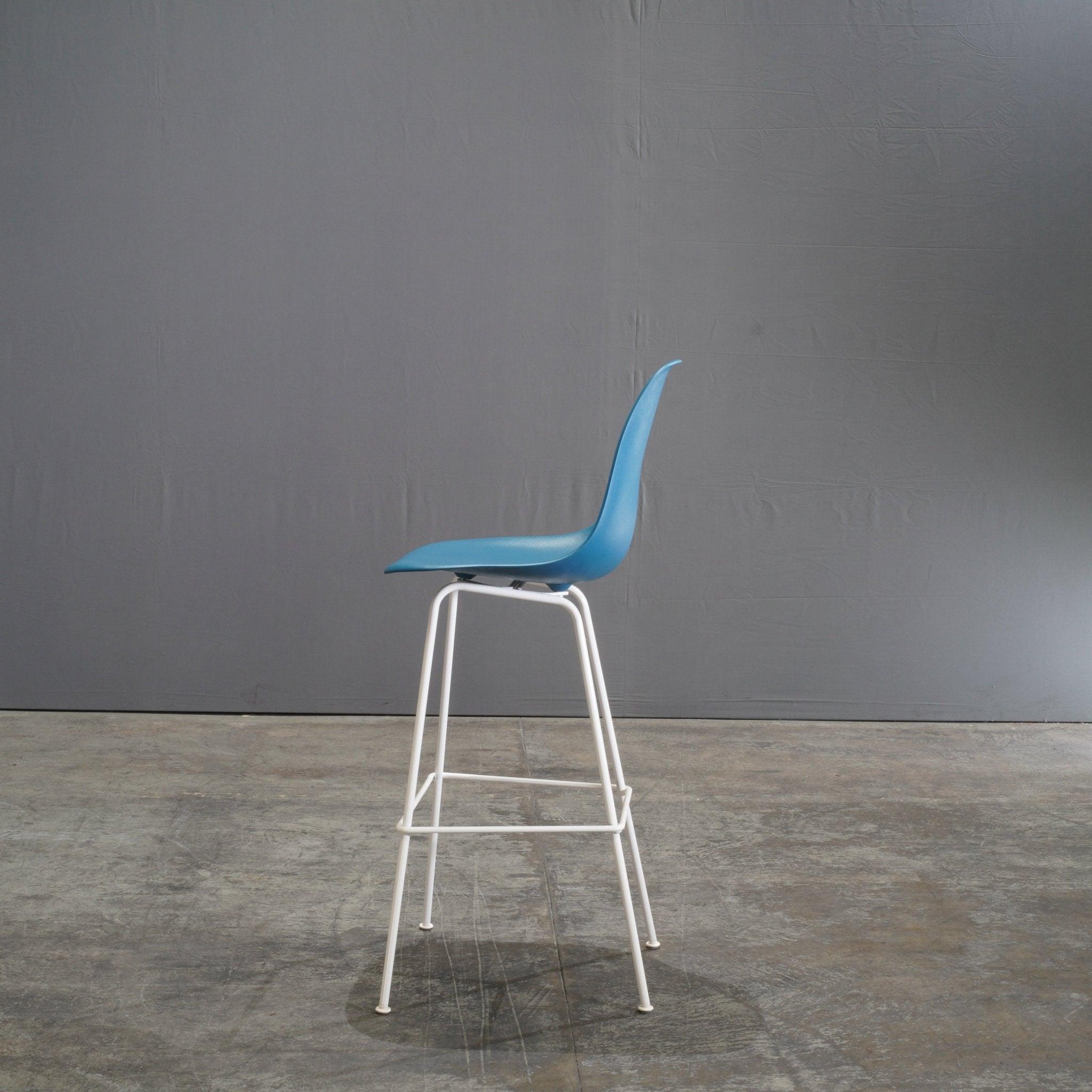 American Herman Miller Blue Moulded Plastic Stool by Charles & Ray Eames For Sale