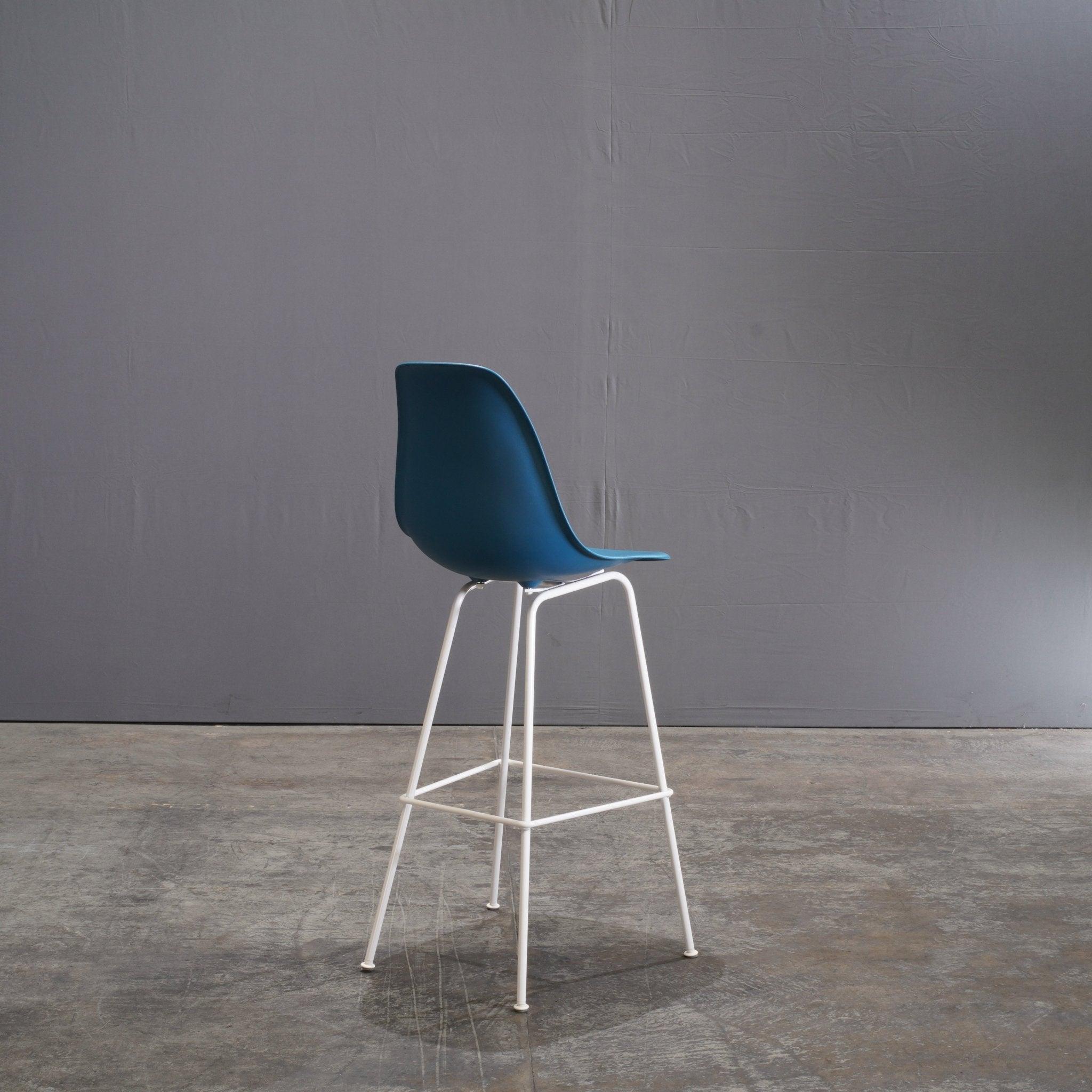 20th Century Herman Miller Blue Moulded Plastic Stool by Charles & Ray Eames For Sale