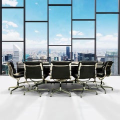 Herman Miller Boardroom Table Chair Set with 10 Eames Leather Soft Pad Chairs