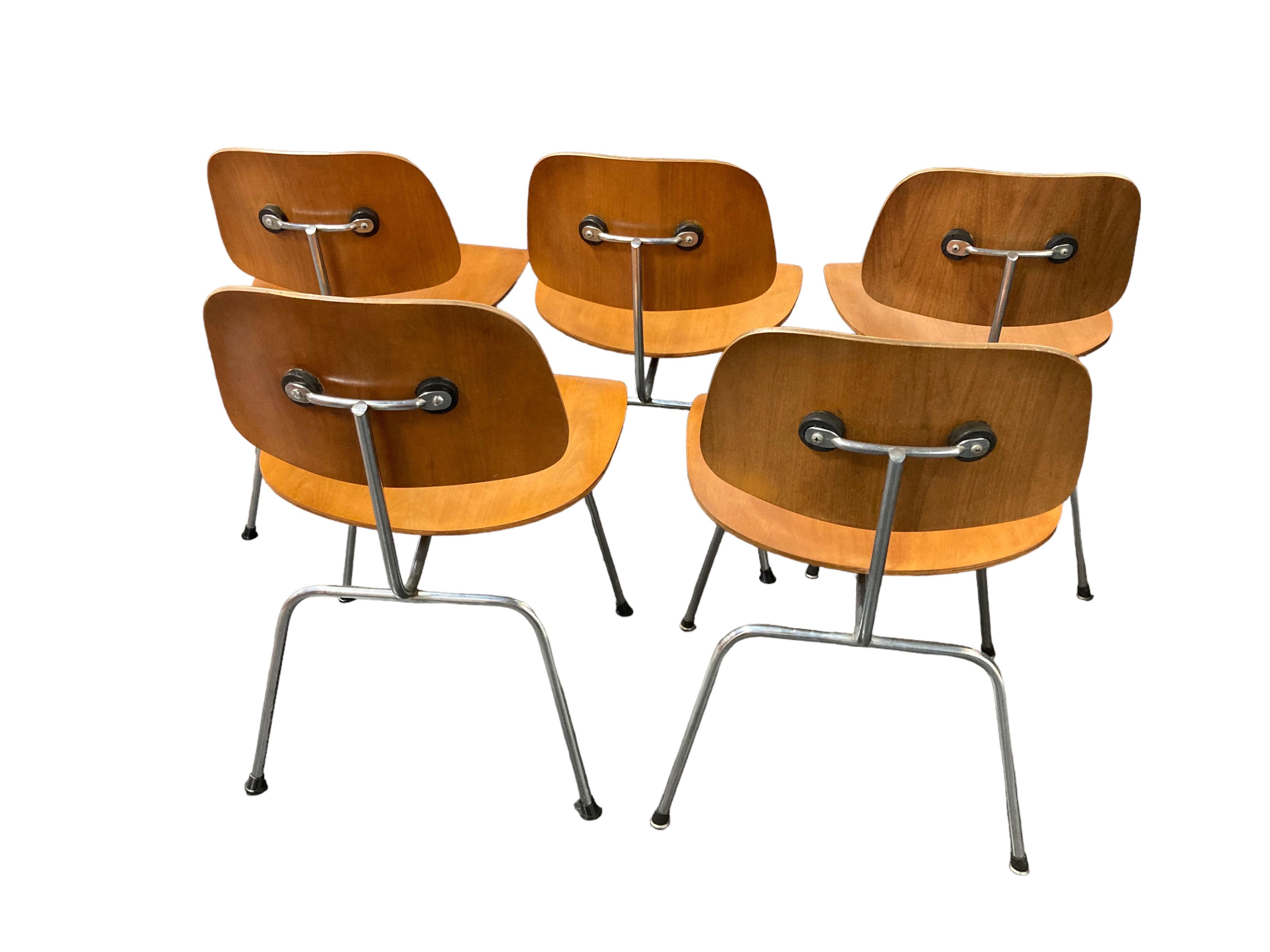 Hand-Crafted Herman Miller Charles & Ray Eames LCM Chair Set of 5