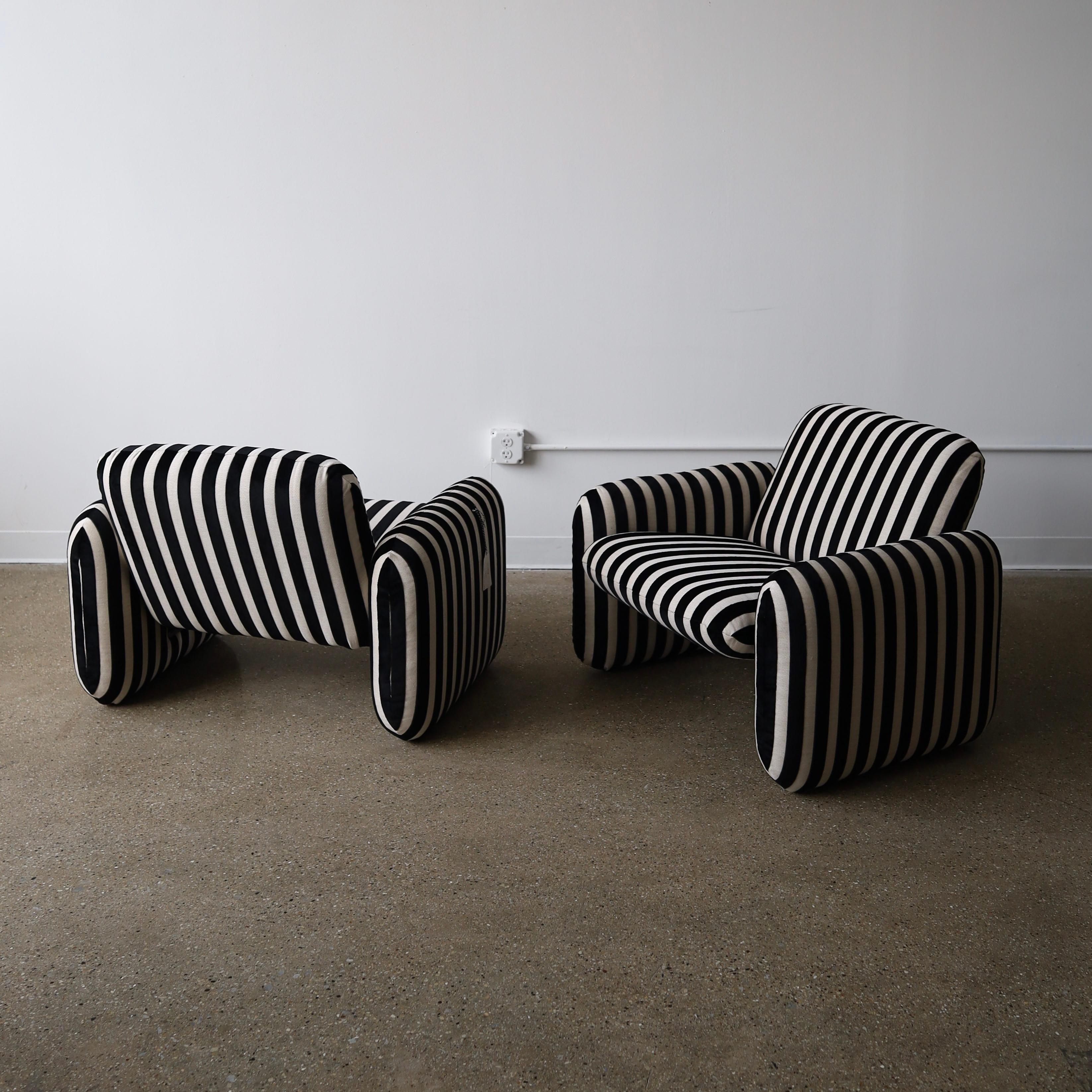 Américain Herman Miller Chiclet Chairs in Velvet Stripes, a pair en vente