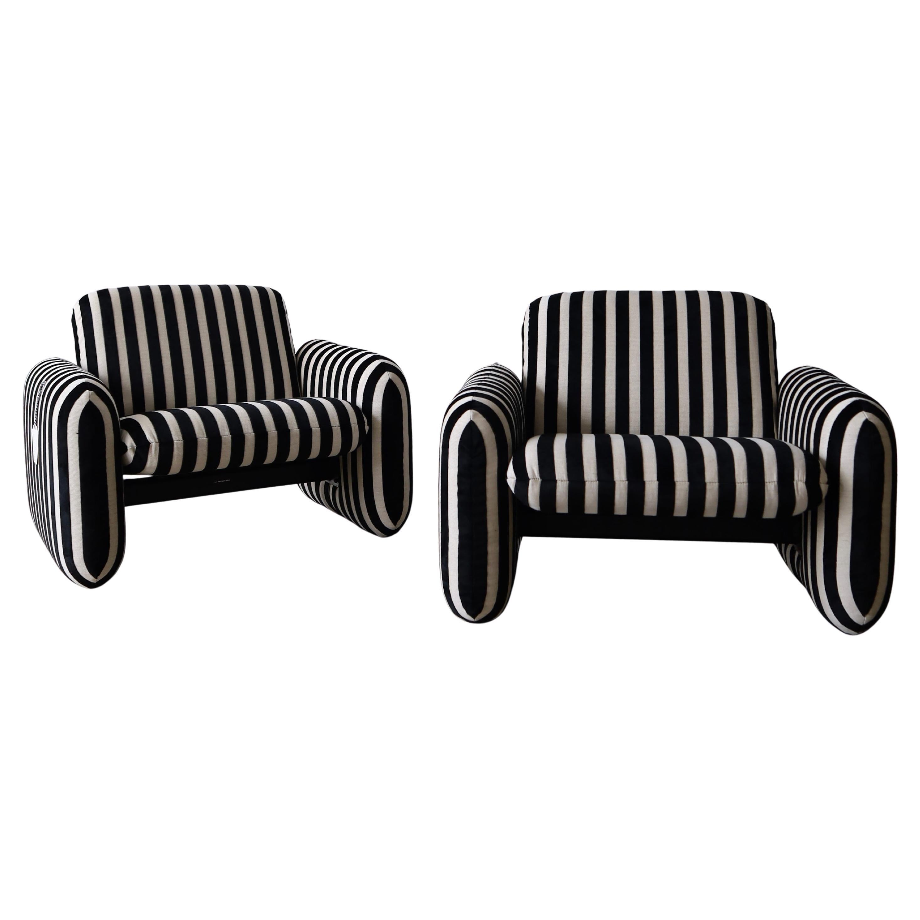 Herman Miller Chiclet Chairs in Velvet Stripes, a pair