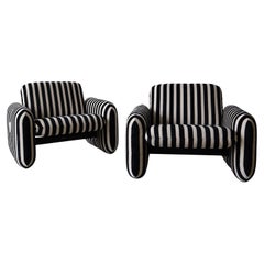 Herman Miller Chiclet Chairs in Velvet Stripes, a pair
