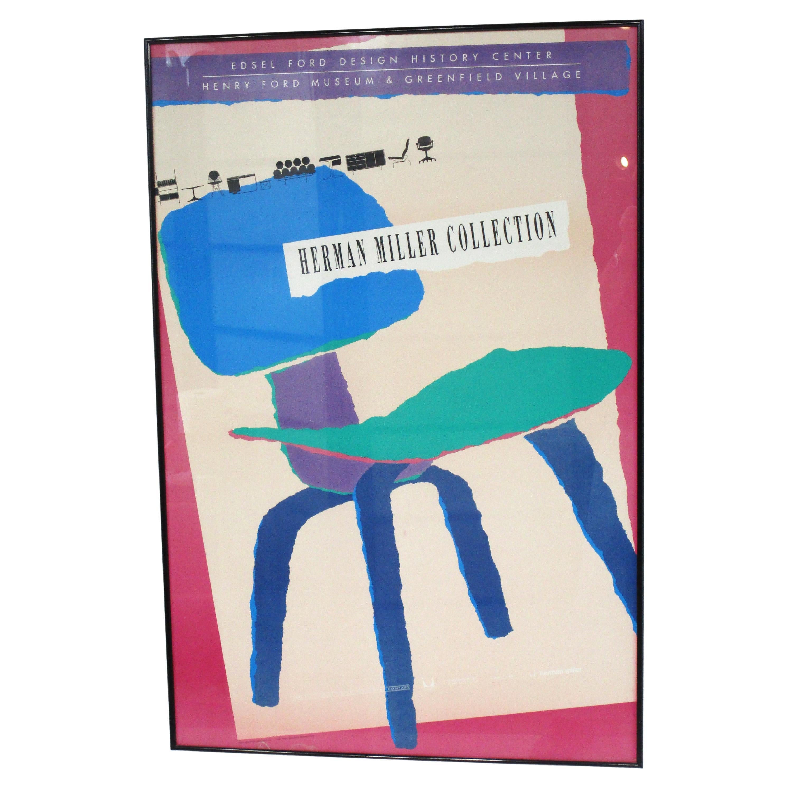 Un poster della Collectional di Herman Miller, difficile da trovare, utilizzato per l'esposizione dei design classici dell'azienda presso l'Henry Ford Museum & Greenfield Village nell'Edsel Ford Design History Center situato a Dearborn Michigan.