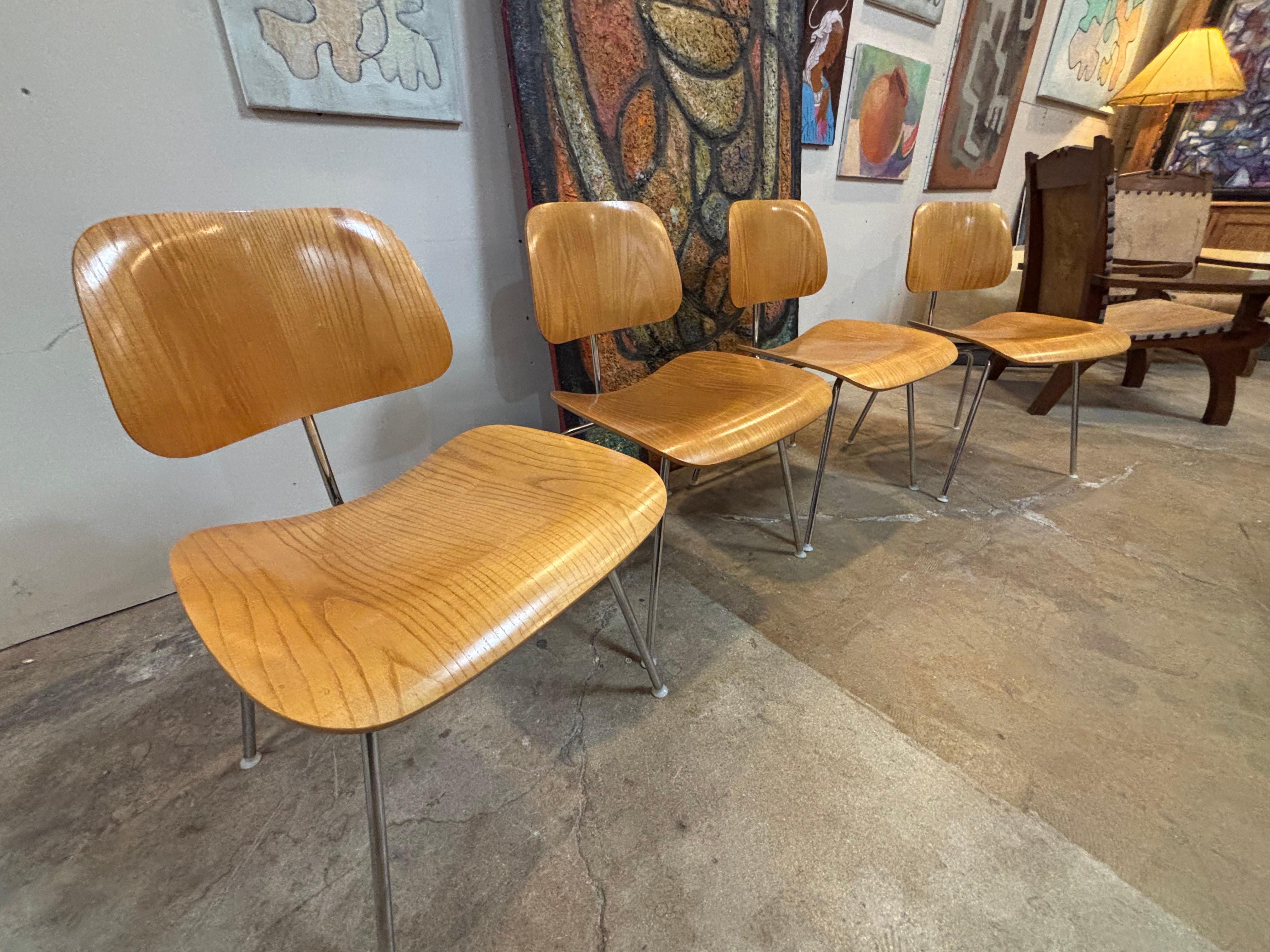 Metal Herman Miller DCM Eames Molded Plywood Dining Chairs, 1980s For Sale