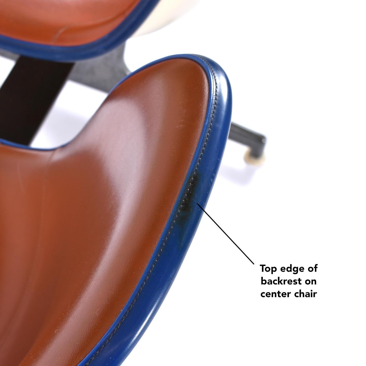 Herman Miller Eames 3-Seat Tandem Bench Eastern Air Lines Red Orange Naugahyde For Sale 3