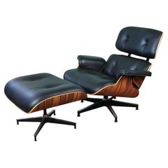 Chaise longue et pouf Eames 670/71 d'Herman Miller en palissandre