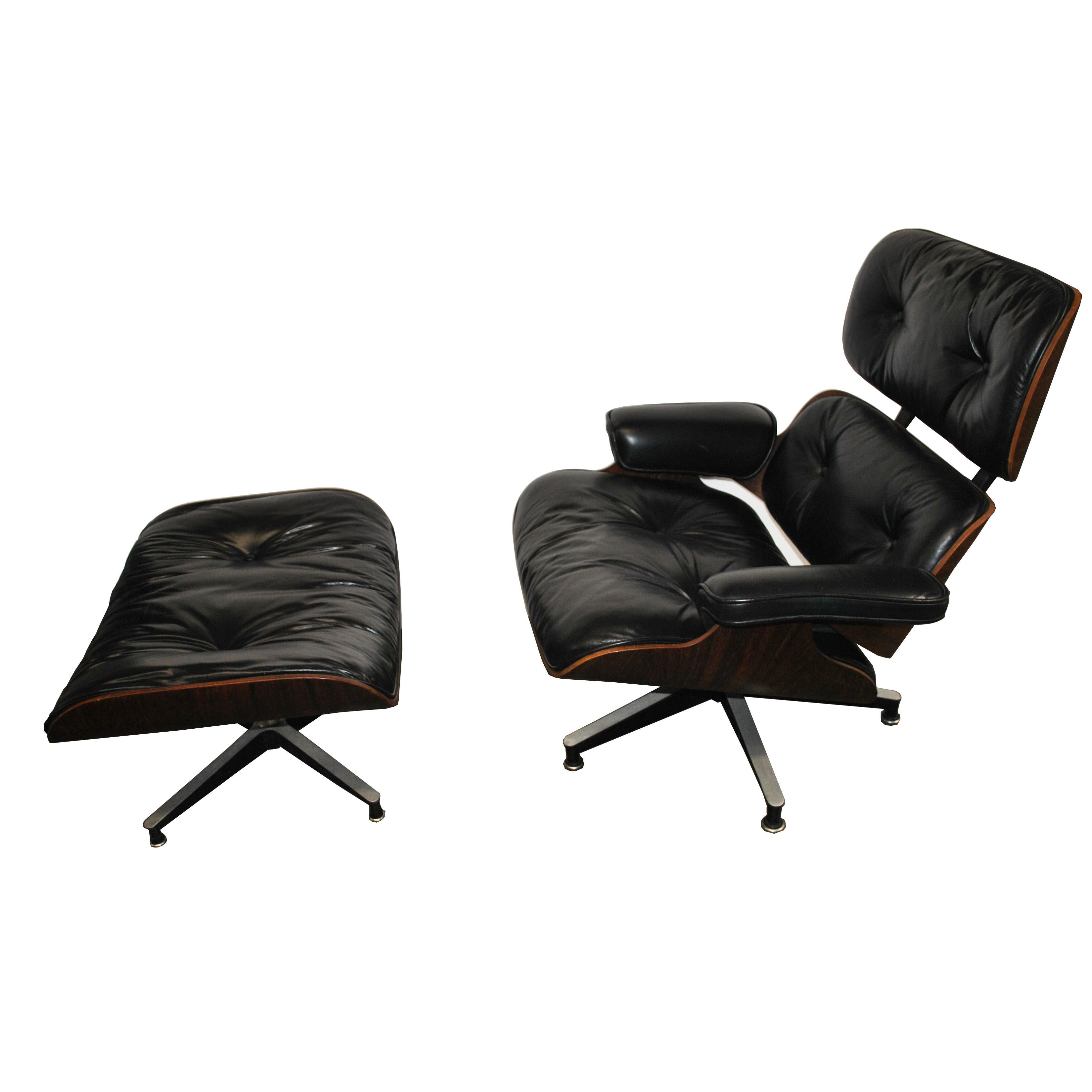 20th Century Herman Miller Eames 670 Lounge and 671 Ottoman