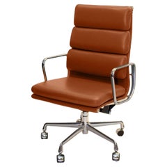 Herman Miller Eames Aluminum Group Soft Pad Tall Executive Chair in Cognac