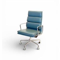 Herman Miller Eames Aluminum Group Soft Pad Tall Executive Chair in Medium Blue
