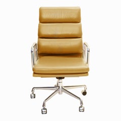 Herman Miller Eames Soft Pad Tall Executive Leather Chair in Tan
