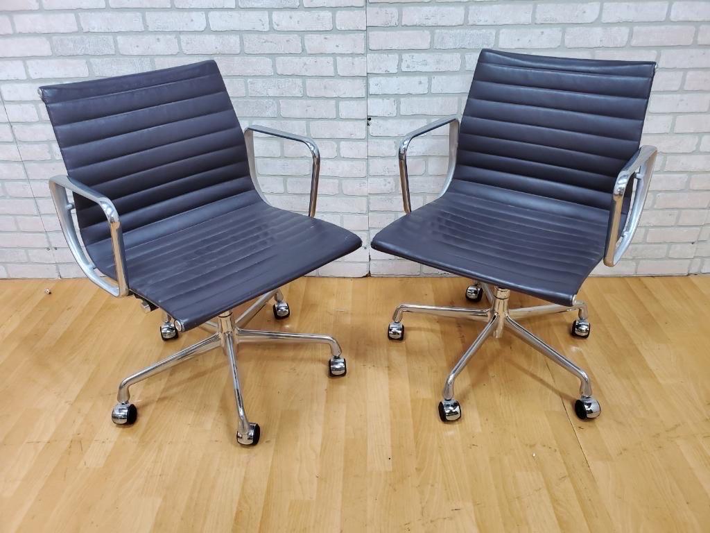 Herman Miller Eames Aluminum Management Group Leather Chair, Set of 2 4
