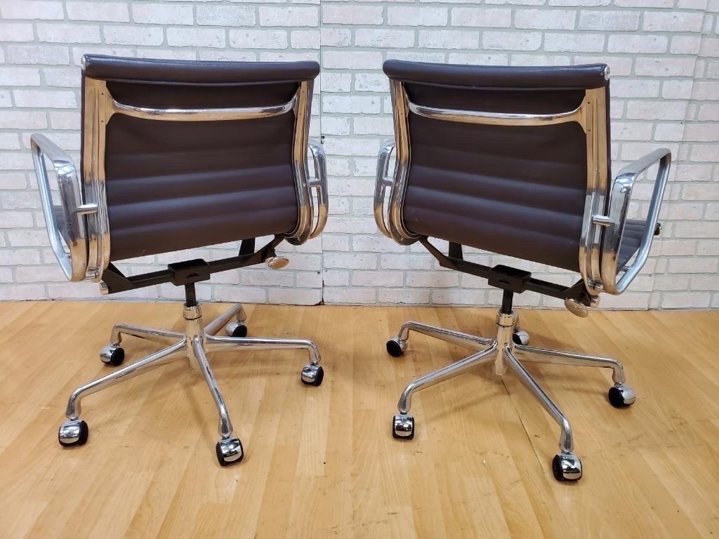 Mid-Century Modern Herman Miller Eames Aluminum Management Group Leather Chair, Set of 2