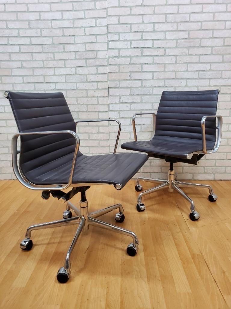 Herman Miller Eames Aluminum Management Group Leather Chair, Set of 2 1