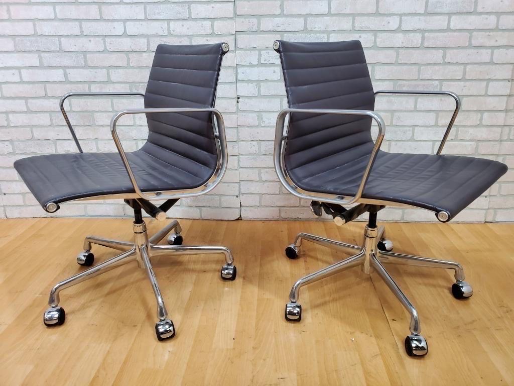 Herman Miller Eames Aluminum Management Group Leather Chair, Set of 2 2