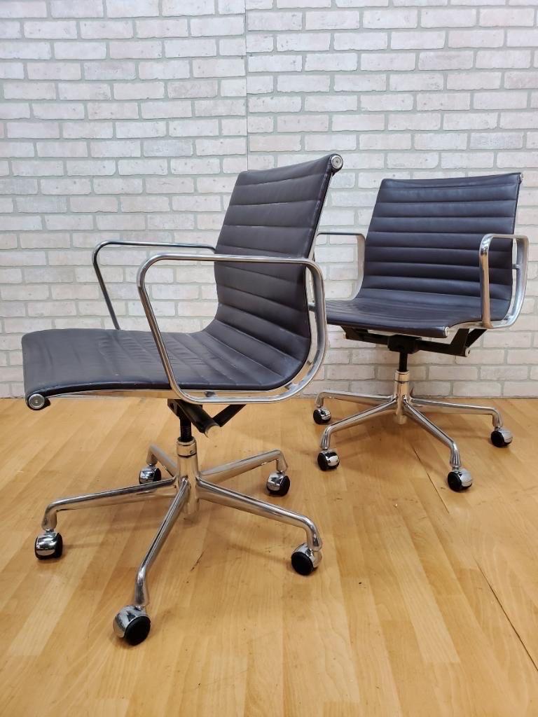 Herman Miller Eames Aluminum Management Group Leather Chair, Set of 2 3